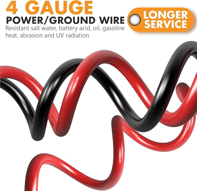 Jeemiter 4 AWG Amplifier Wiring Kit with Free Cable Cutter - 50ft Red & 50ft Black (100ft Total) | Big Power & Ground Cable for Stereo, Big 3 Upgrade, Solar