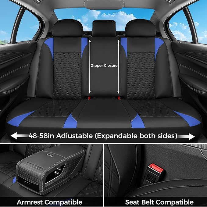 FLORICH Car Seat Covers Full Set, Leather Seat Covers for Cars, Car Seat Protector Waterproof, Universal Automotive Seat Covers Breathable, Front and Rear Car Seat Cover Fit for Most Sedans SUV Truck