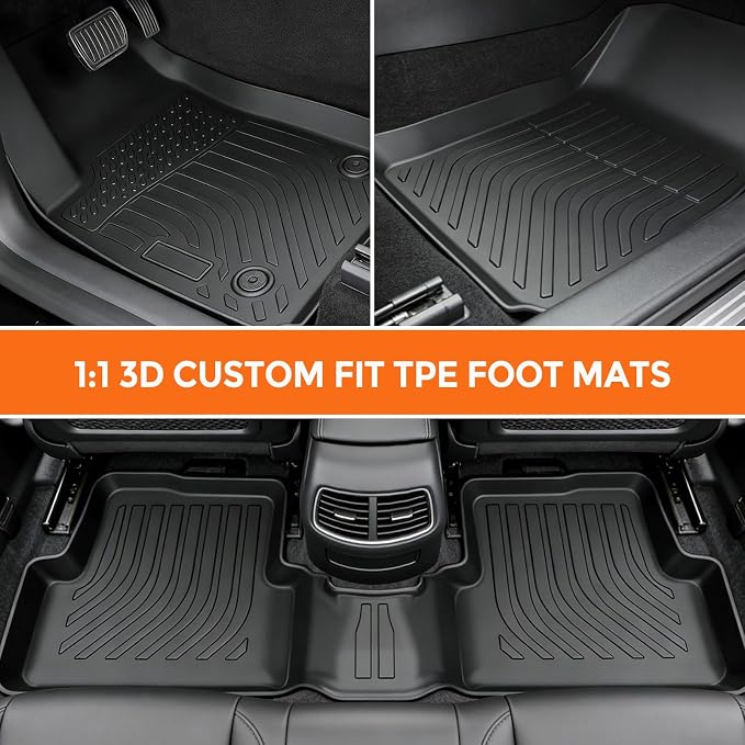 Floor Mats for Chevrolet Chevy Sonic 2012-2020, Heavy Duty TPE All Weather Protection, Waterproof Non-Slip Black Car Liners (Two-Row Floor Mats)