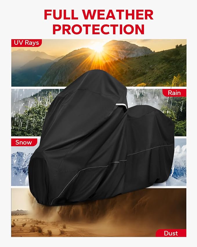 Amazicha Motorcycle Cover with Side Top Box Compatible with Harley Davidson Touring Ultra Limited Street Glide Road Glide Electra Glide, Waterproof Motorcycle Cover Outdoor Storage All Weather