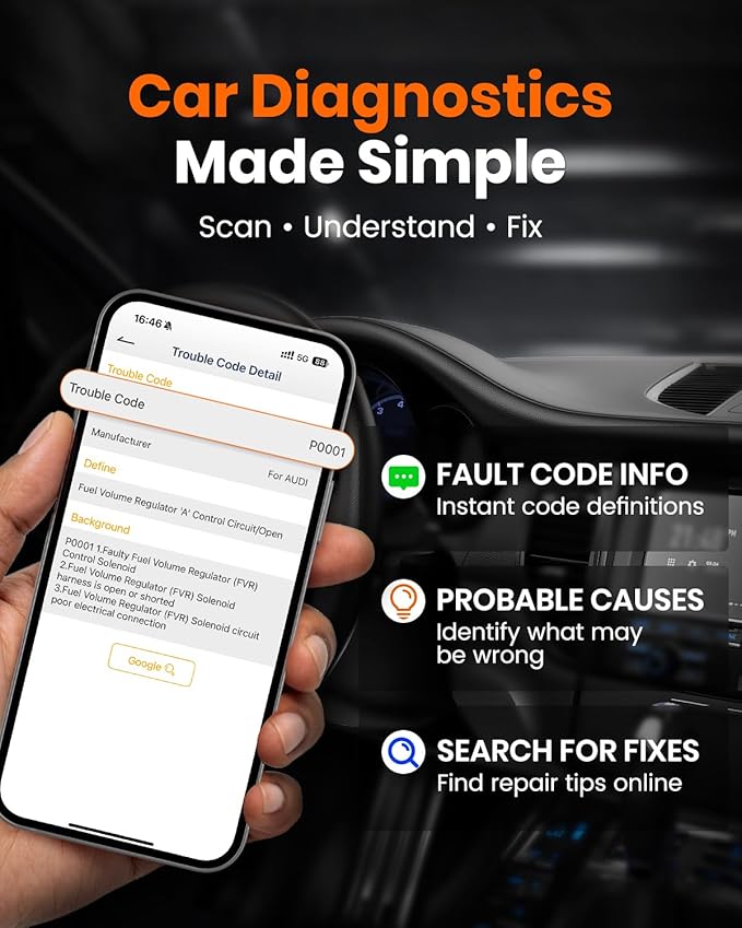 ANCEL AD310 Pro 2-in-1 OBD2 Scanner & Car Battery Tester, Diagnostic Tool with Bluetooth APP for iPhone & Android, Performance Test, Trip Analysis, Engine Health Self Check for All 1996+ Vehicles