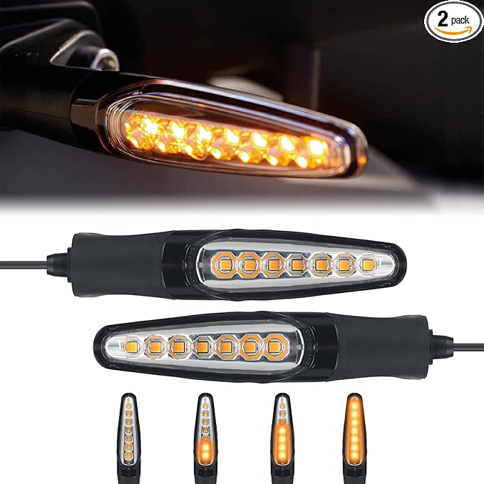 2PCS Motorcycle Flowing Turn Signal Lights LED Indicator for Street Triple S 660cc / Street Triple R RS/Speed Triple 1200 RS/Tiger 765 900 Front and Rear Universal Turn Signal Lamps