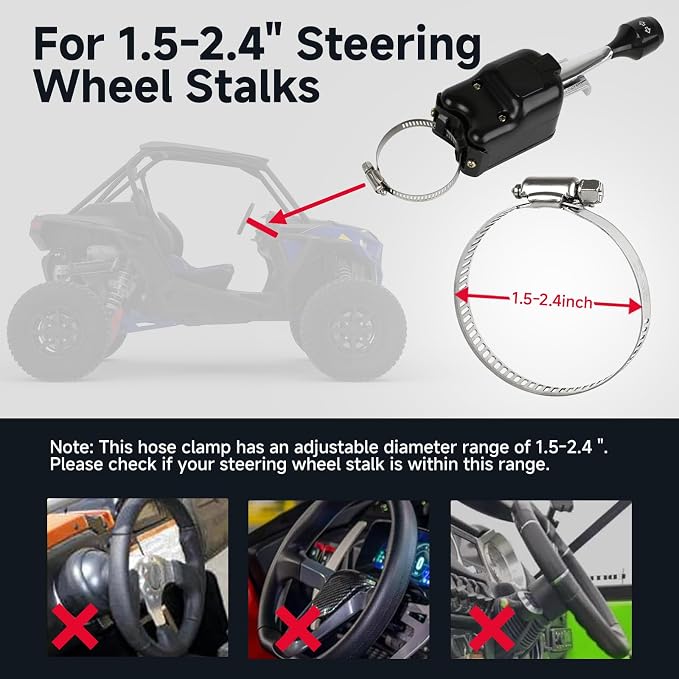 DREAMIZER UTV/ATV Turn Signal Kit, License Plate Holder, Pre-Wired, Steering Column Switch with Hazard Light, Universal Street Legal Kit Compatible with Polaris, Can-Am, Teryx, CFMOTO
