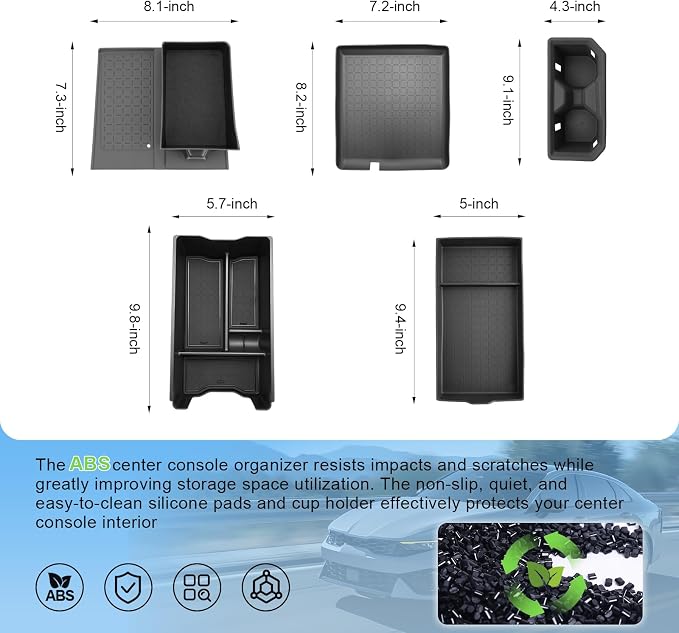 (5Pack) Coleya 2026 RAV4 Center Console Organizer, for Toyota R AV4 (Wireless Charging Mat+Console Mat+Cup Holder+Armrest Tray+Armrest Organizer), Durable Console Tray Insert 2026 R AV4 Accessories