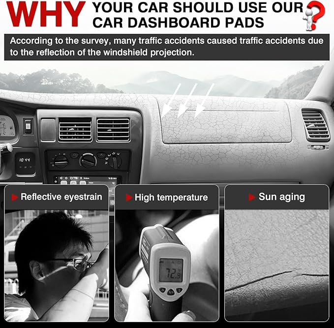 Autorder Dashboard Cover Mat for 1998-2002 2003 2004 Toyota Tacoma Accessories Dash Cover Upgrade Velvet Dash Mat Sunshade Glare UV Rays Protector
