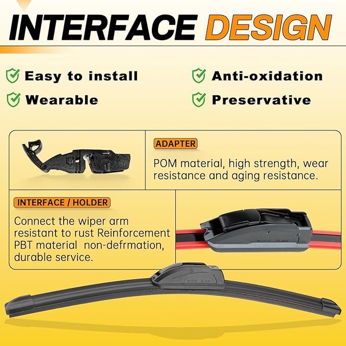 AUTOBOO 22" and 22" Windshield Wipers Blades (Pack Of 2),OEM Quality Premium All-Seasons Wiper blades,Stable and Quiet Armor wiper blades