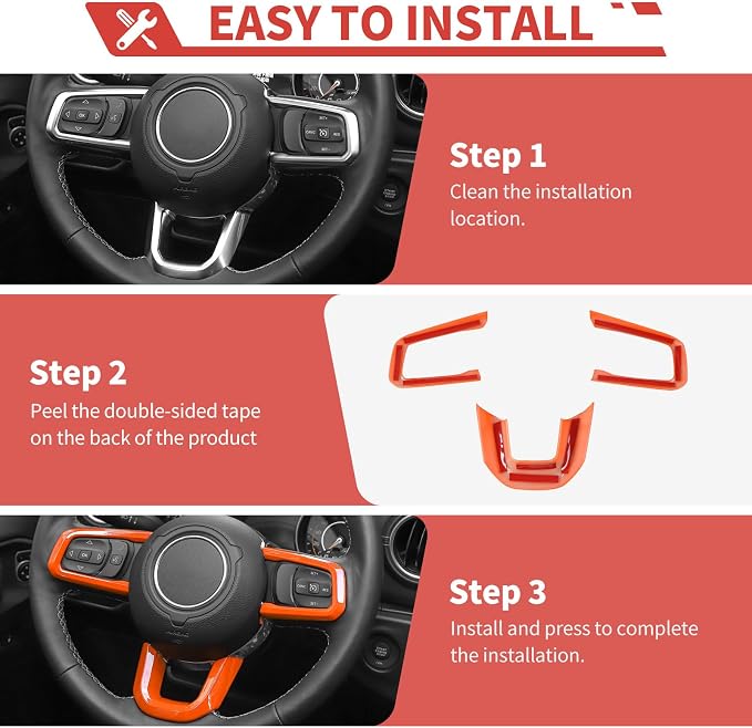 23pcs Full Set Interior Trim Kit for Jeep Wrangler JL JLU Gladiator JT 2018-2023 Steering Wheel Door Handle Air Conditioning Vent Cup Holder Reading Light Headlight Gear Cover, Orange