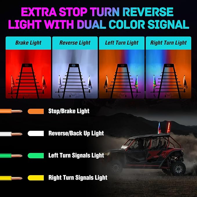 Nilight LED Whip Light 2 PC 2FT COB RGB Spiral Lighted Antenna with Spring Base, Bluetooth App & Remote Control DIY Chasing Patterns & Music Sync Safety Whips for ATV UTV RZR Polaris Can-Am Truck