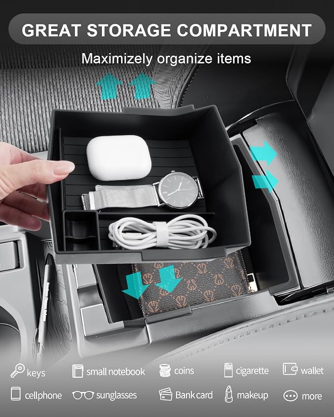 CDEFG for 2025 Subaru Forester Center Console Organizer, 2025 Subaru Forester Touring Limited Sport Premium Accessories Middle Console Armrest Storage Box (NOT FOR 2025 Wilderness)
