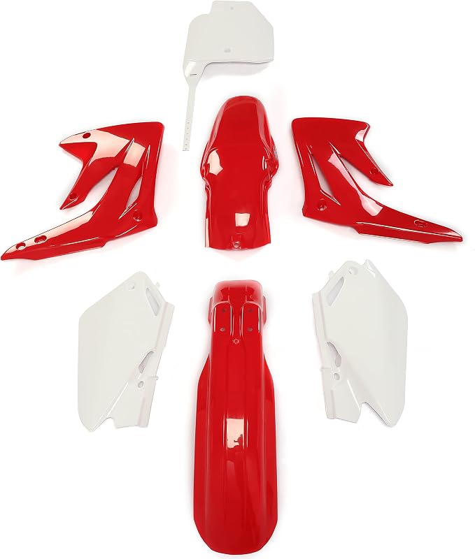 HECASA Complete Replacement Plastic Kit Compatible with 2003-2007 Honda CR85R (Red/White)
