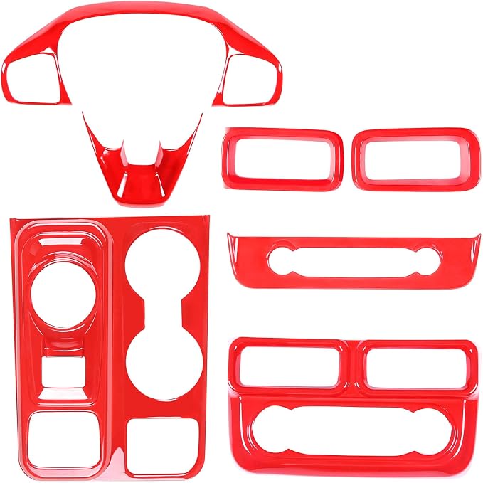 Car 7Pcs Center Console Decoration Trim Kit Compatible with Ford Maverick 2022-2024 Central Control A/C Volume Switch/Outlet Vent/Gear Shift/Steering Panel Protector Cover Interior Accessories