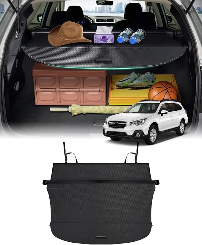 Powerty Cargo Cover for 2015-2018 2019 Subaru Outback Accessories Trunk Cover Retractable Trunk Shielding Shade Cargo Luggage Cover No Gap (Only for Power Liftgate)