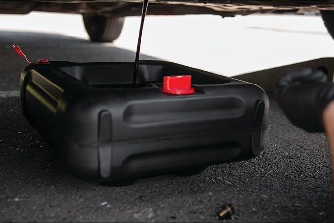 Performance Tool W4076 10-Quart Oil Drain Container, Deep Drain Well, Integrated Handle, Sealing Rubber Gaskets, Black