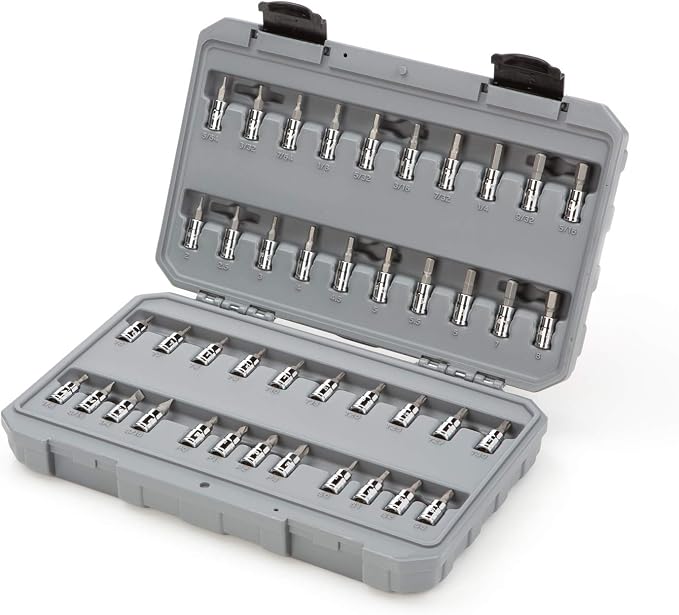 TEKTON 1/4 Inch Drive Hex, Torx, Phillips, Slotted, Square Bit Socket Set with Case (42-Piece) | SHB90301