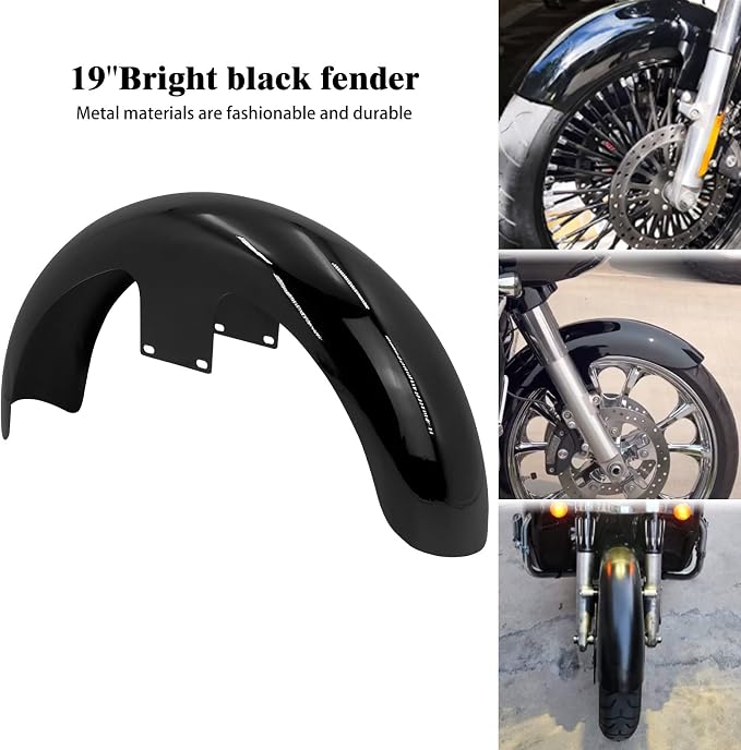 Motorcycle Front Fender 19" Wheel Wrap Mudguard Fit For 120 / R19 Wheel Harley Touring Electra Road Street Glide Baggers Road King Baggers Gloss Black
