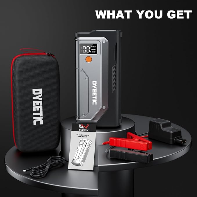 7000A Jump Starter, 12V Car Battery Booster Pack(All Gas/12.0L Diesel)，Car Starter Smart Jumper Cables with USB Fast Charging Power Bank, 800LM Flashlight