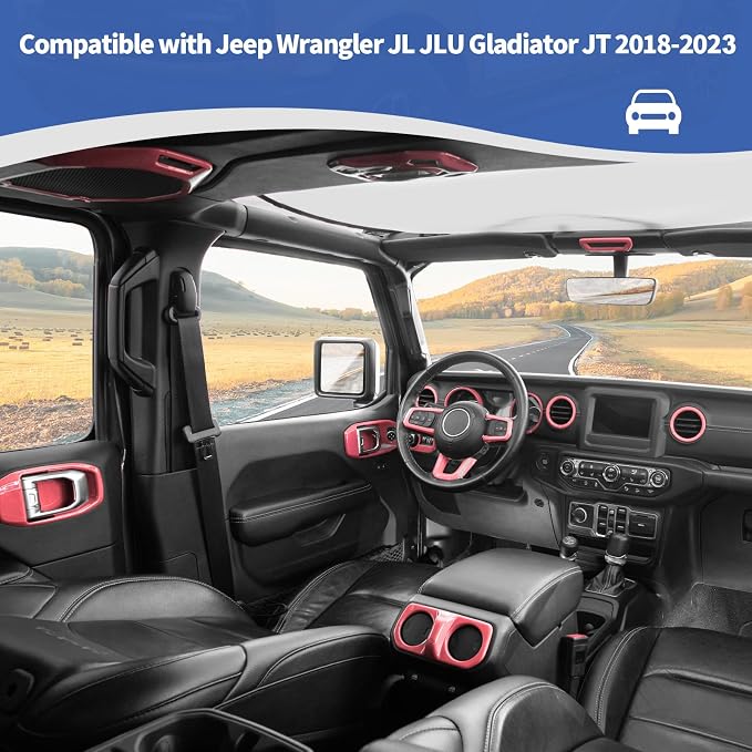 RT-TCZ for Wrangler JL Pink Interior Trim Kit, JL Dash Air AC Vent Trim for Jeep Wrangler JL JLU Gladiator JT 2018-2023 Pink Interior Accessories 23pcs