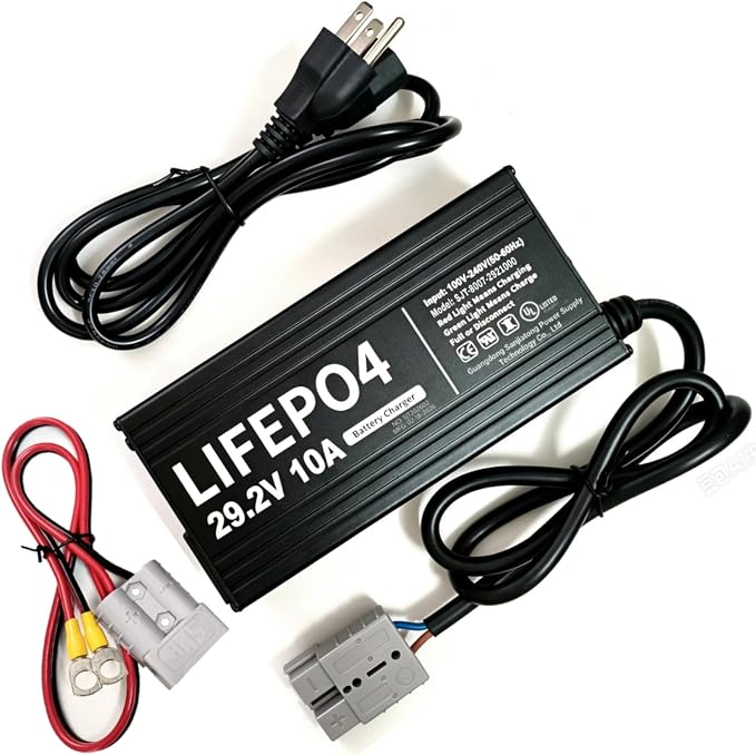 24V 10A Lithium Battery Charger 29.2V LiFePO4 Battery Smart Charger with Anderson Connector LED Indicator Special for Lithium 24V LiFePO4 Deep Cycle Rechargeable 30AH-150AH Batteries Charger