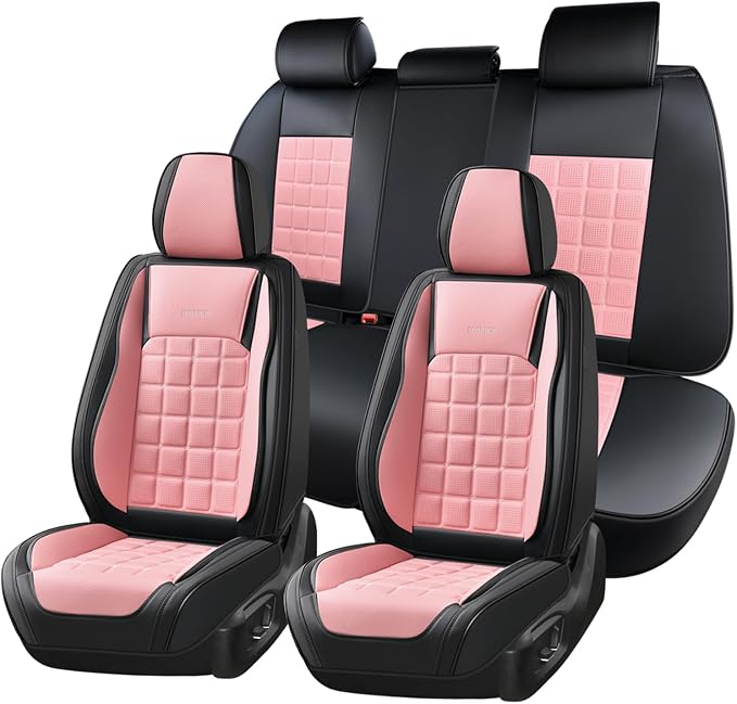 FLORICH Leather Seat Cover, Car Seat Covers Full Set, Waterproof Car Seat Protectors 5 Seats, Front and Rear Seat Covers for Cars, Breathable Automotive Seat Covers Protector Fit for Most Cars Trucks