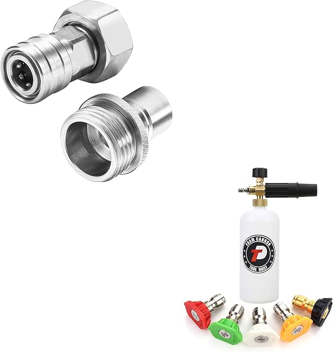 Tool Daily Garden Hose to Pressure Washer Adapter, Foam Cannon with 1/4 Inch Quick Connector