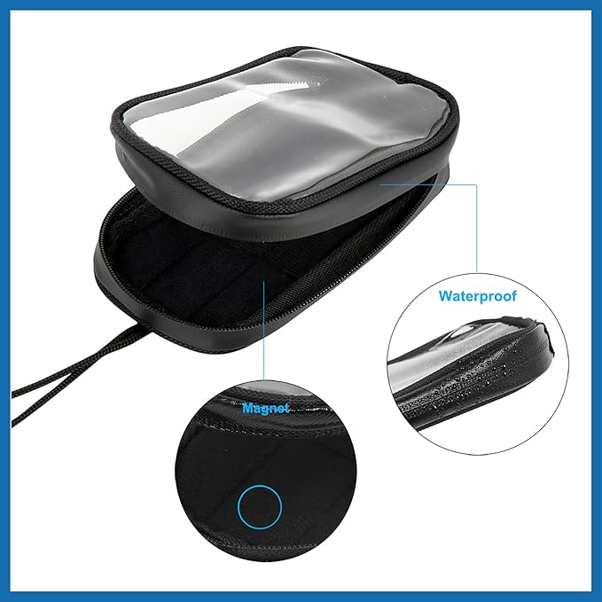 Universal 7 Inch Magnetic Tank Bag Phone Holder Case Saddlebag Faux Leather Waterproof for Motorbike Item Replacement