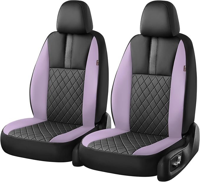 Coverado Car Seat Covers Front Pair, Automotive Leather Seat Covers for Car，Universal Fit Front Back Seat Cover, Non-Slip Waterproof Breathable Car Seat Protector