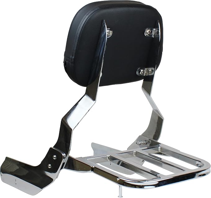 YHMOTO Passenger Sissybar Backrest with Luggage Rack Fits for Honda VTX 1300 1800 N/R/S Models 2002-2008 (Style B-Chrome)