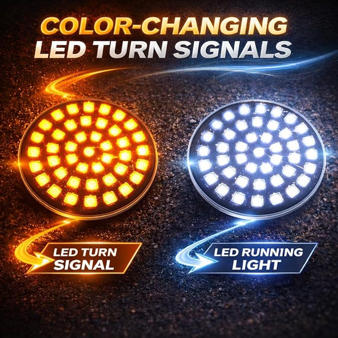 Eagle Lights Generation II Midnight Edition 2 Inch LED Front Turn Signals with White Running Lights Compatible with Harley Davidson Motorcycles - 1157 Base
