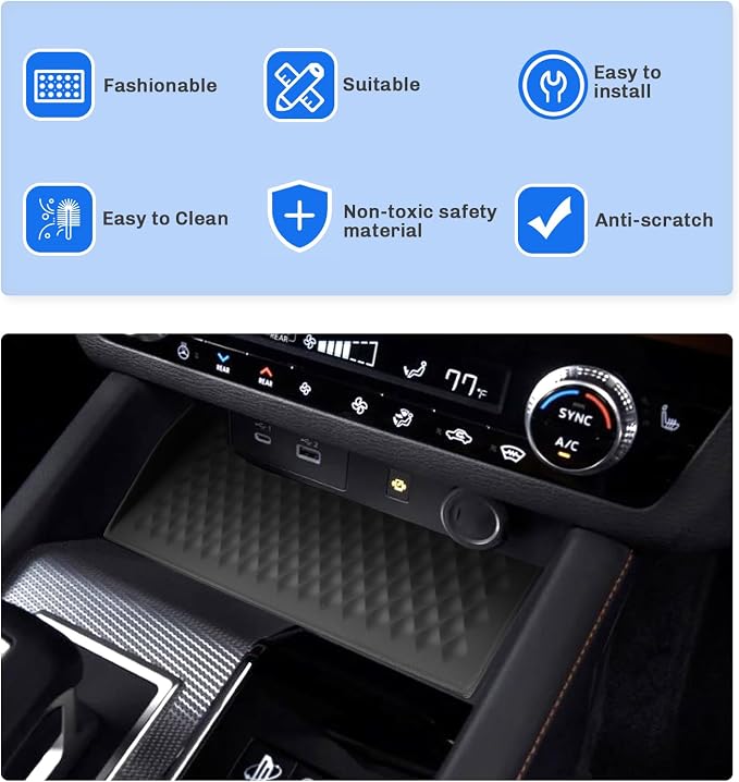 SXCY for 2025 2026 Mitsubishi Outlander Wireless Charging Protective Mats [Only for Outlander Gas] 2025 2026 Mitsubishi Outlander Accessories Console Inserts Liner Anti-Slip Anti-Dust Waterproof Mats