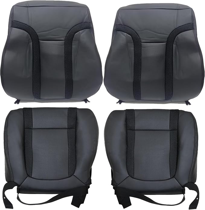 4PCS Driver and Passenger Side Bottom & Top Lean Back Leather Seat Cover Black Compatible with Ford F150 2010 2011 2012 2013 2014