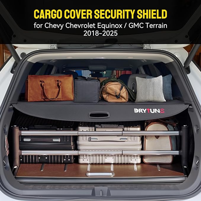 Cargo Cover for Chevy Equinox & GMC Terrain 2018-2024, Retractable Trunk Cover Privacy Shade, Not for EV Model