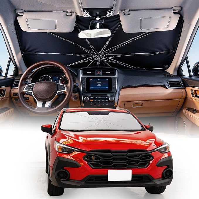 Weektic Custom Windshield Sun Shade Umbrella for Subaru Crosstrek 2012-2026, [Double Thickened Ice Crystal Coating] Sun & Heat Protection, Keep Vehicle Cool & Protect Interior