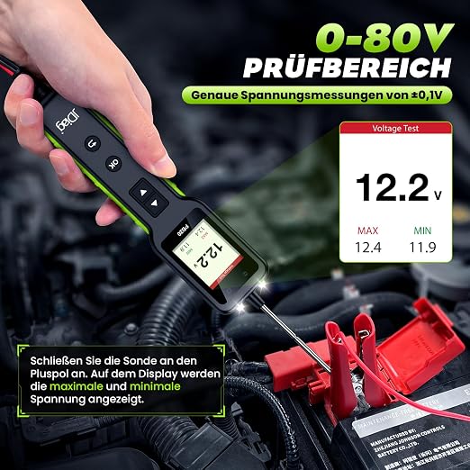 JDIAG Automotive Circuit Tester 0-80V DC, 12V 24V Digital Multimeter with Waveform Display, Buzzer, Flashlight, Short Finder, Continuity Tester, Voltage Tester for Diagnostic, Activating Components