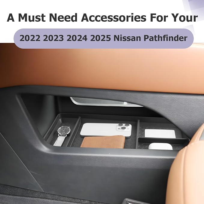 LUWU 2025 2026 Pathfinder Lower Center Console Organizer Compatible with Pathfinder 2022 2023 2024 2025 2026 Accessories Armrest Console Storage Box Insert Tray TPE Material Black Coin Container