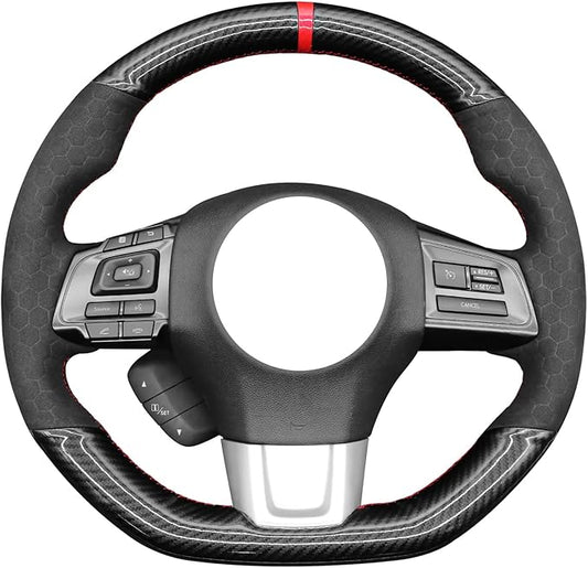 MEWANT Hand Stitch Steering Wheel Cover Wrap for Subaru WRX 2015-2021 / WRX STI 2015-2021 Steering Wheel Accessories for Subaru WRX