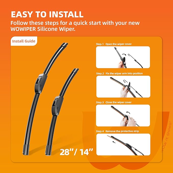 Silicone 28 and 14 inch Windshield Wiper Blades Replacement for Toyota Corolla 2023 2022 2021 2020/HYUNDAI Elantra 2016-2011 OEM Quality Windshield Silicone Wiper Blades for My Car(Set of 2)