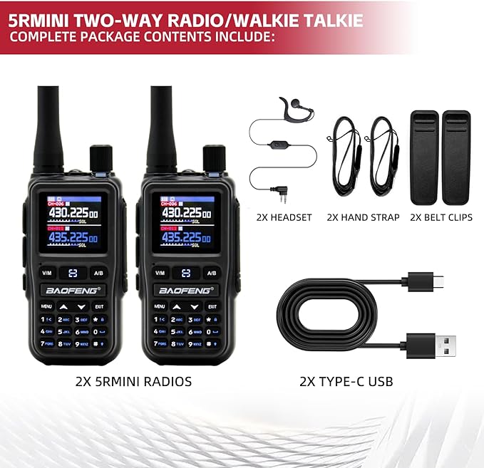 BAOFENG UV5RMINI Two Way Radio NOAA Weather Radio Dual PTT 999CH Survival Radio APP Programming Copy Frequency Ham Radio