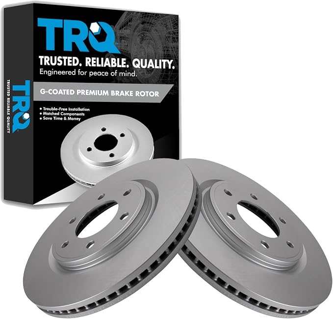 TRQ Front Brake Rotor Set Coated Compatible with 2007-2013 Infiniti QX56 2014-2024 QX80 2007-2024 Nissan Armada 2007-2023 Titan