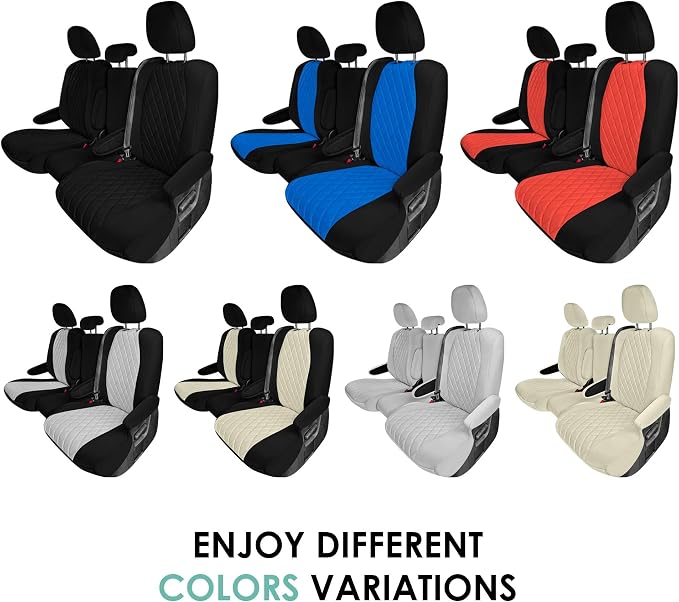 FH Group Custom Fit Car Seat Covers Specifically Made for Toyota Sienna 2021-2024, Black Ultraflex Neoprene 2nd Row Set Automotive Seat Covers, 8 Seater SUV Seat Covers, Toyota Accessories