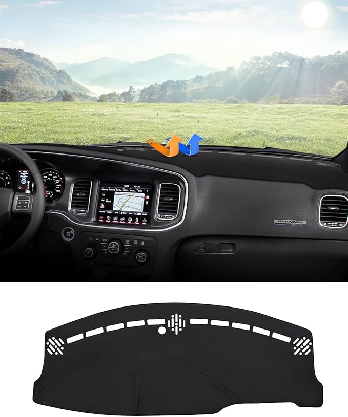 Autorder Dashboard Cover Mat for 2011-2023 Dodge Charger Accessories Dash Cover Flannel Dash Mat Sunshade Glare UV Rays Protector