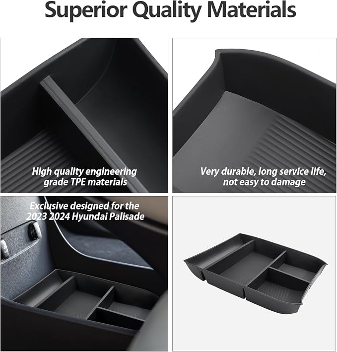LUWU 2020-2025 Hyundai Palisade SE/SEL/XRT/Limited/Calligraphy Center Console Organizer Armrest Organizer Insert Tray with 4 Compartments,Palisade 2025 Accessories Black
