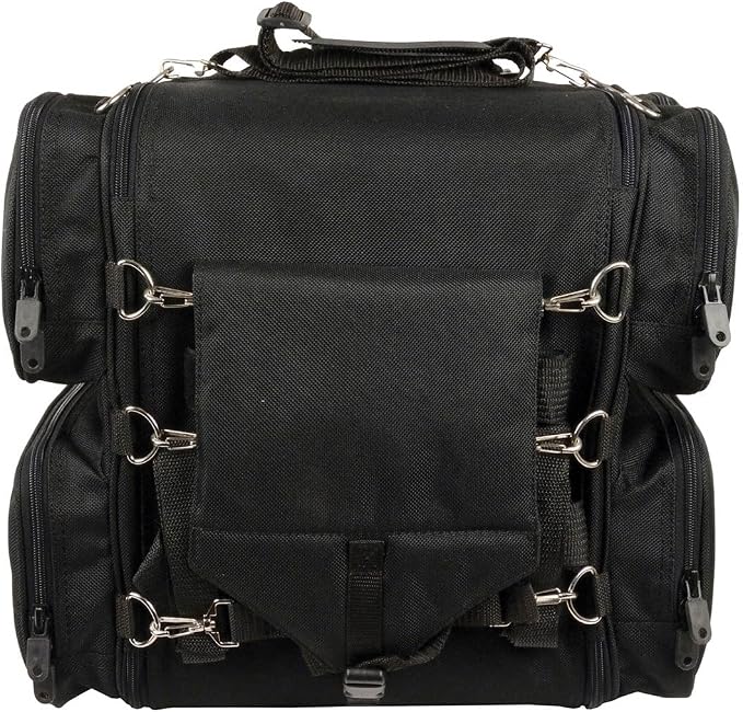 Milwaukee Leather SH681 Medium Black Textile Ultra Touring Motorcycle Sissy Bar Bag - Medium
