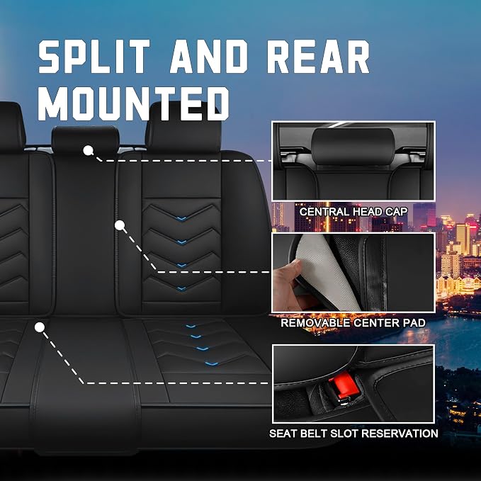 CTDS Car Seat Covers for Chevy Equinox 2005-2026, Stylish Sport Seat Cover, Premium Nappa Leather Car Seat Cover. Automobile Seat Covers Sets.(Luxury 5 Seats/Black Blue)