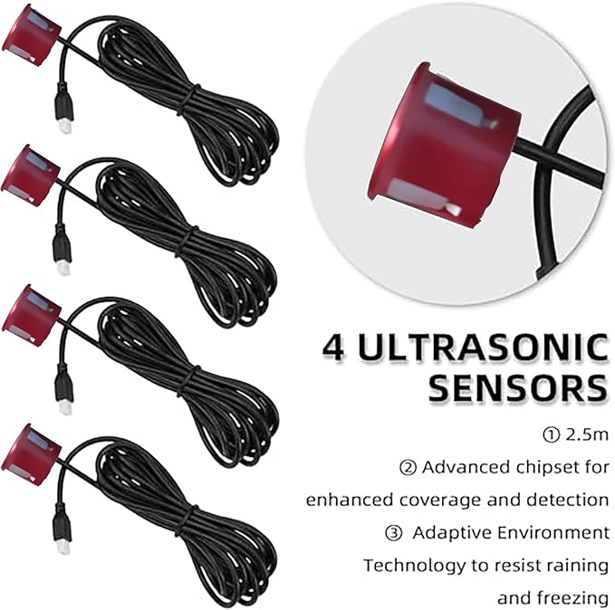 LCD Parking Sensor Kit - Displays Data on Original Screen, Easy Rear Installation, Compatible with All Camera Formats (AHD, CVBS), 18 Probe Colors to Match Any Vehicle（Gold）