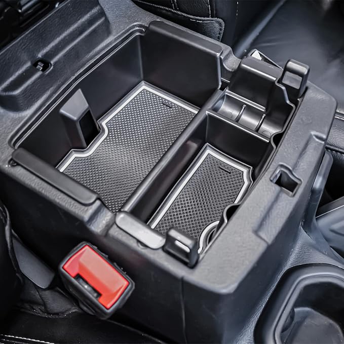 Front Under Seat Storage Organizer + Center Console Hidden Box + White Center Console Organizer for 2018-2026 Wrangler JL JLU & 2020-2026 Gladiator JT Accessories (Manual Seat Only)