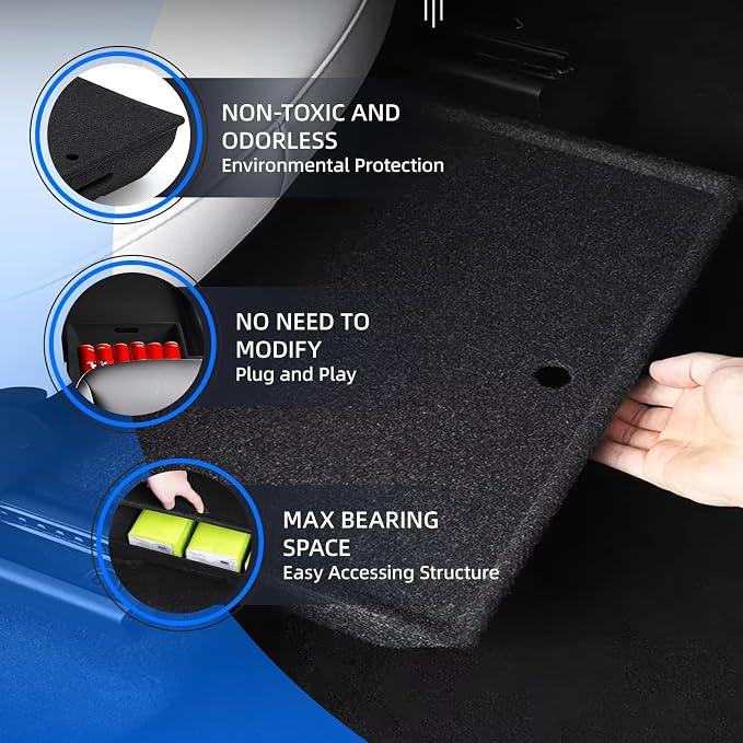 Under-Seat Storage Organizer for 2021-2025 Model Y, Front Seat Hidden Drawer System Premium Felt Fabric Car Organizer with Covers Enhanced Storage, Tray Felt Fabric Storage Bin