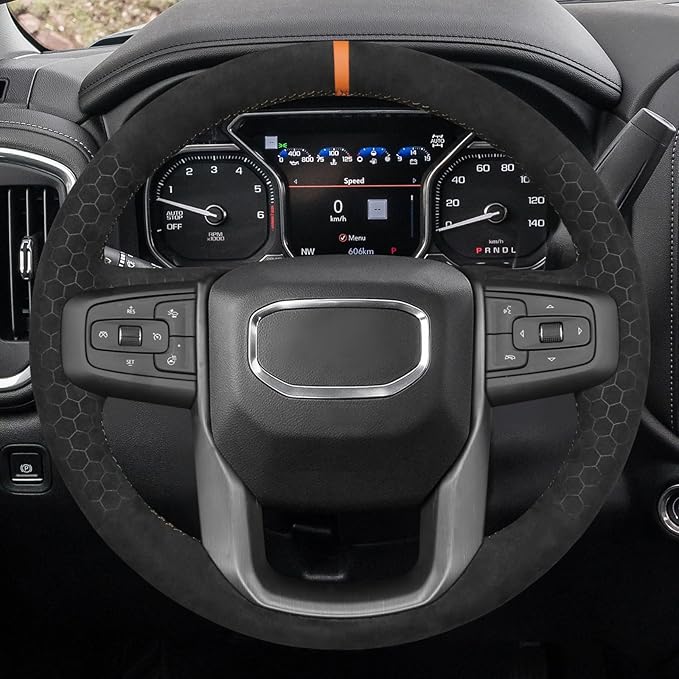 MEWANT DIY Stitching Car Steering Wheel Protector Wrap Cover for GMC Sierra 1500 2019-2023 / Sierra 1500 Limited 2022 / Sierra 2500 2020-2024 / Sierra 3500 2020-2024 / Yukon (XL) 2021-2023 Accessories