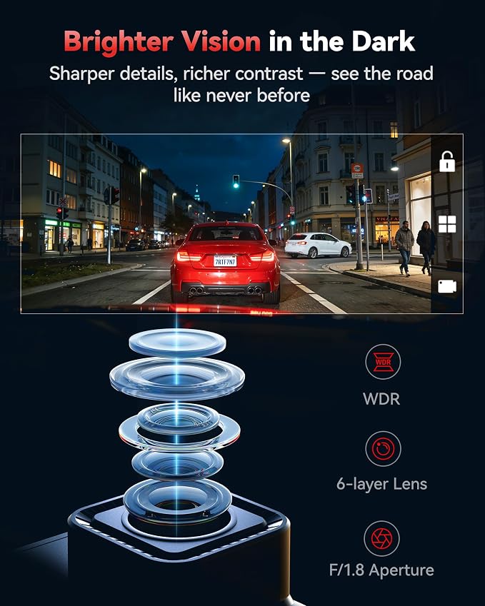 REDTIGER F7N-N 4K Front and Rear Dash Cam, 5.8GHz WiFi-20 MB/s Fast Transfer with APP, 2160P/FHD Car Dash Camera with Precise GPS, WDR, 3.18" Screen, Night Vision, 24H Parking Mode(No Card Included)