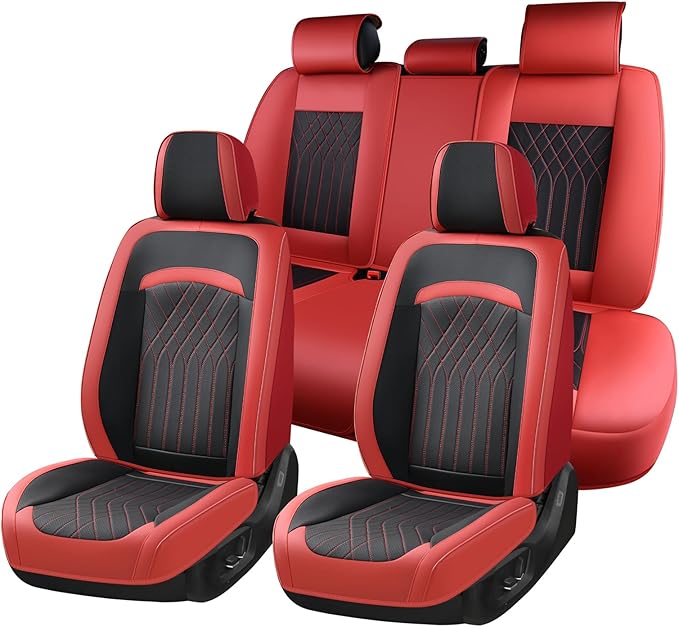 FLORICH Seat Covers Full Set, Leather Seat Covers for Cars, Car Seat Protector Waterproof Breathable, Universal Automotive Seat Covers, Front and Rear Car Seat Cover Fit for Most Cars SUV Truck
