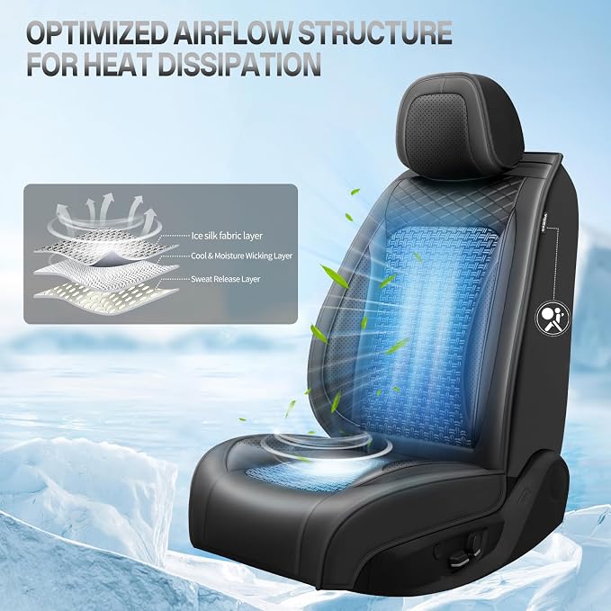 Fit Explorer Ice Silk Cooling Car Seat Covers for Ford Explorer 2004-2025 2026, Breathable Seat Protector, Anti-Slip & Scratch-Resistant，Sweatproof Auto Cushion Covers（5 Seats, Black）